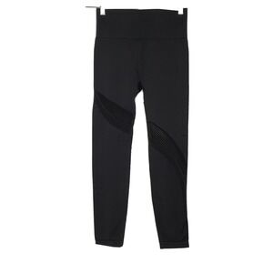 Zyia Womens Cropped Workout Legging Small Black High Rise Mesh Detail Leg